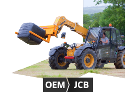 Tractor image indicating that genuine replacement parts are available for Ford/New Holland, John Deere and Case IH machinery